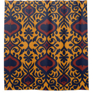 Ikat geometrische Folklore-Ornament. Orientalische Duschvorhang