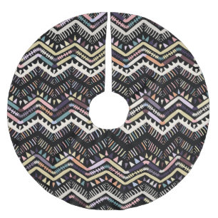 Ikat geometrische Folklore, Stammesaztemuster. Polyester Weihnachtsbaumdecke