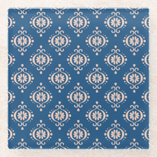 Ikat Geometrisches Folklore-Damaskus-Ornament Glasuntersetzer