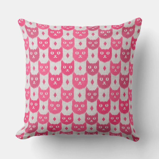 Ikat Ikat rosa Muster Kissen (Vorderseite)