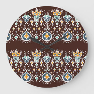 Ikat Inspiration: Orientalische Eleganz Große Wanduhr