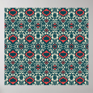Ikat-Intrige: Vintager orientalischer Damast Poster