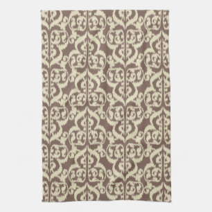 Ikat Maurische Damaske - Beige und Taube Handtuch