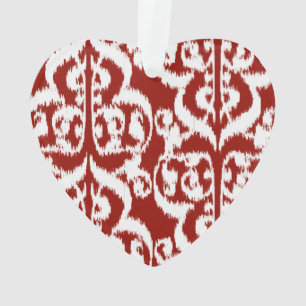 Ikat Maurische Damaske - dunkelrot und weiß Ornament