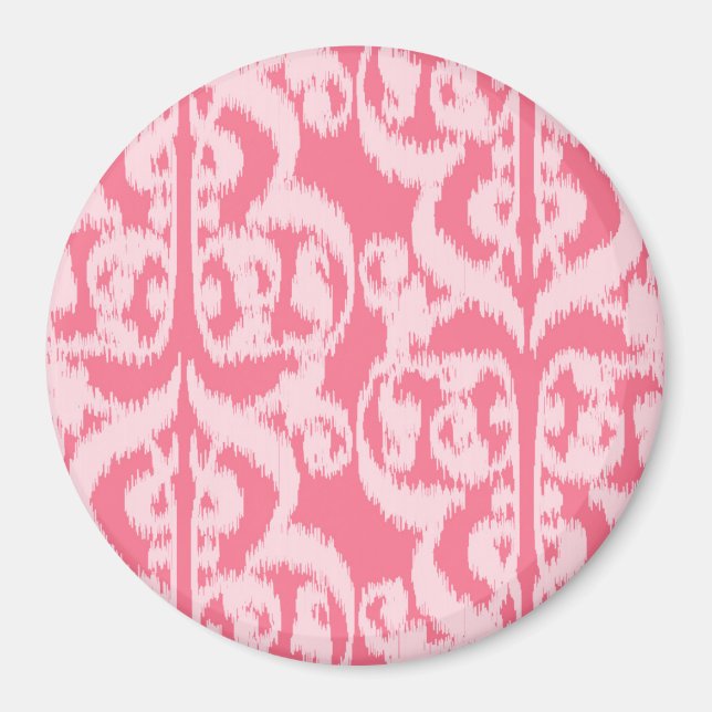 Ikat Maurische Damaske - Farbtöne von Korallenrosa Magnet (Vorne)