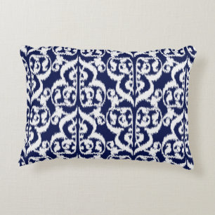 Ikat Maurische Damaske - Indigo und Weiß Dekokissen