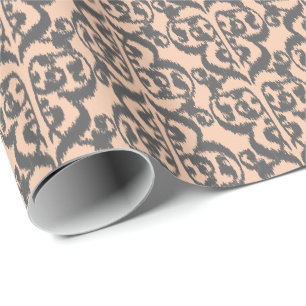 Ikat Maurische Damaske - Pfirsich und Holzkohle gr Geschenkpapier