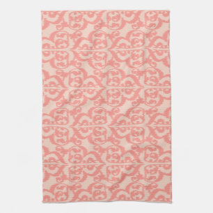 Ikat Maurische Damaske - pfirsich und korallenrosa Handtuch