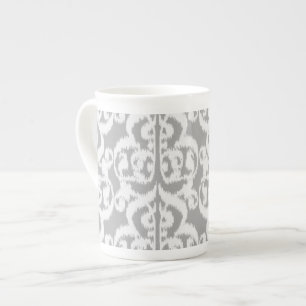 Ikat Maurische Damaske - silbergraue und weiße Prozellantasse