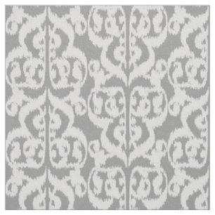 Ikat Maurische Damaske - silbergraue und weiße Stoff