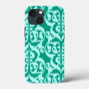 Ikat Maurische Damast - Pfau und Aqua iPhone Hülle