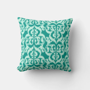 Ikat Maurische Damast - Pfau und Aqua Kissen