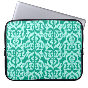 Ikat Maurische Damast - Pfau und Aqua Laptopschutzhülle