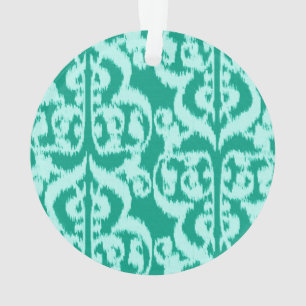 Ikat Maurische Damast - Pfau und Aqua Ornament
