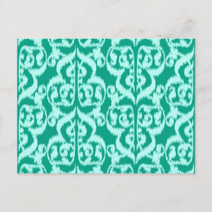Ikat Maurische Damast - Pfau und Aqua Postkarte