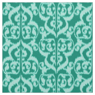 Ikat Maurische Damast - Pfau und Aqua Stoff