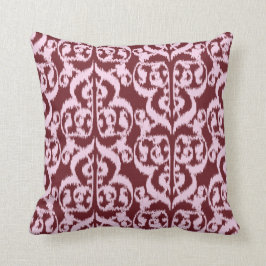 Ikat maurischer Damast - Burgunder und Rosa Kissen