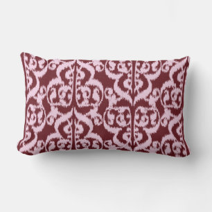 Ikat maurischer Damast - Burgunder und Rosa Lendenkissen