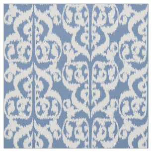 Ikat maurischer Damast - Himmelblau und -WEISS Stoff