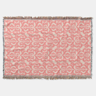 Ikat maurischer Damast - Pfirsich und Korallenrosa Decke