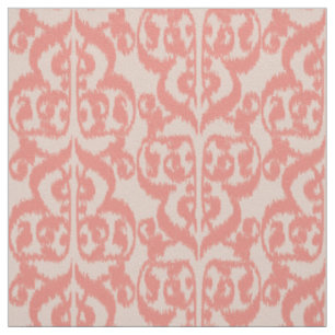 Ikat maurischer Damast - Pfirsich und Korallenrosa Stoff