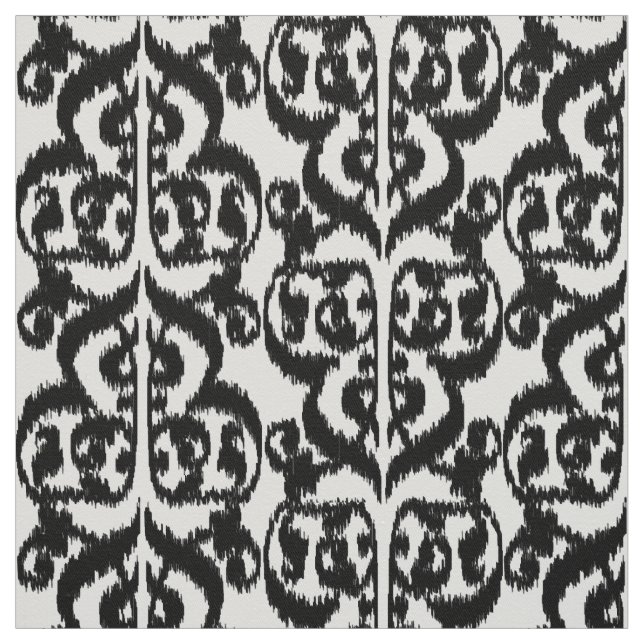 Ikat maurischer Damast - Schwarzweiss Stoff (Muster)