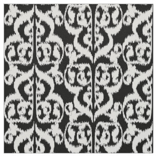 Ikat maurischer Damast - Weiß und Schwarzes Stoff