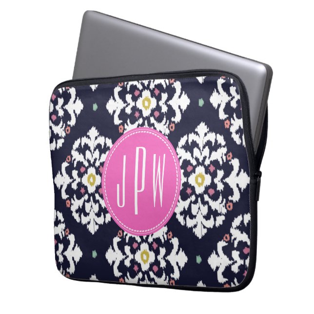 Ikat-Monogramm Laptopschutzhülle (Vorderseite Links)