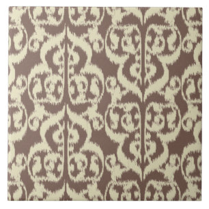 Ikat-Moorischer Damast - beige und taupe Fliese