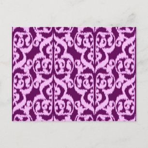 Ikat-Moorischer Damast - lila und Orchidee Postkarte