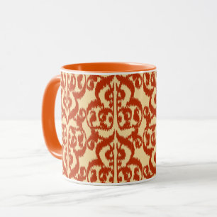 Ikat-Moorischer Damast - Mandarinorange Tasse