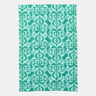 Ikat-Moorischer Damast - Pfau und aqua Handtuch