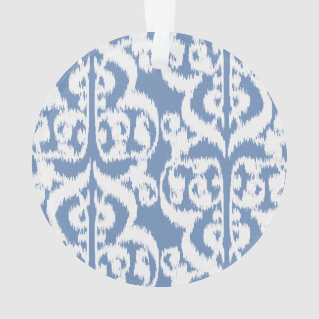 Ikat Moorish Damask - Himmelblau und weiß Ornament (Rückseite)