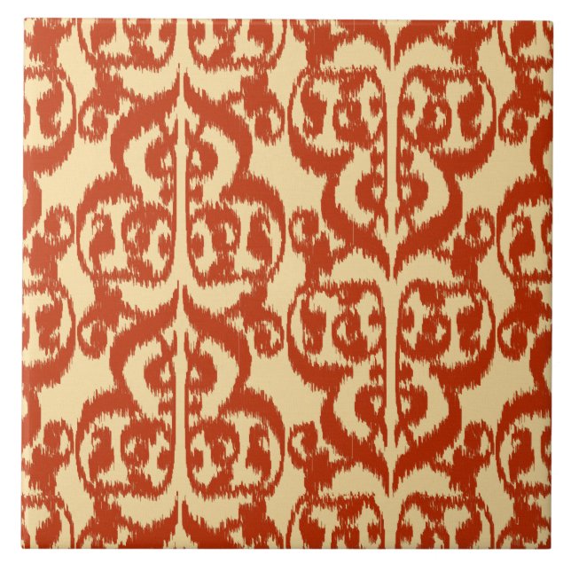 Ikat Moorish Damask - Mandarin orange Fliese (Vorderseite)