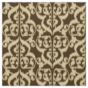 Ikat Moorish Damask - Schokoladenbraun und braun Stoff