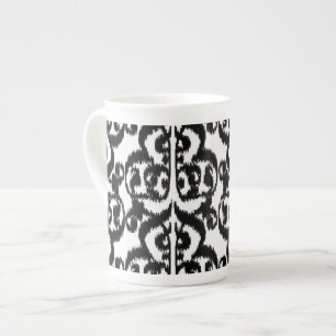 Ikat Moorish Damask - Schwarzweiß Prozellantasse