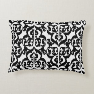 Ikat Moorish Damask - Schwarzweiß Zierkissen
