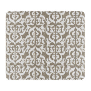 Ikat Moorish Damask - taubbraun und weiß Schneidebrett