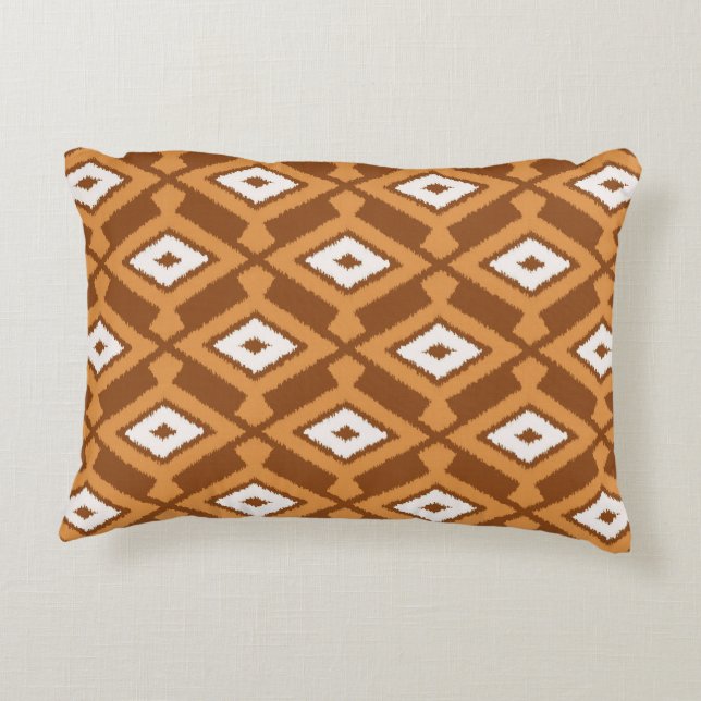 Ikat Muster - Braun, Rost und Creme Dekokissen (Rückseite)