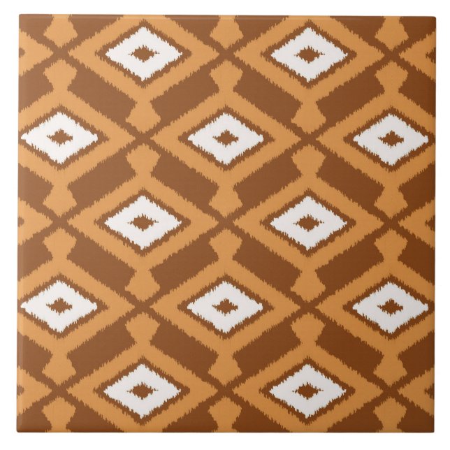 Ikat Muster - Braun, Rost und Creme Fliese (Vorderseite)