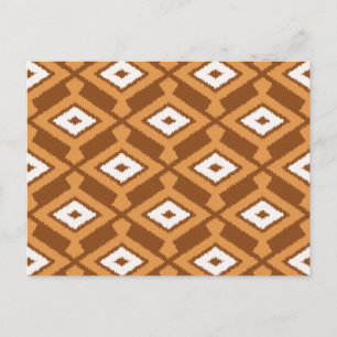 Ikat Muster - Braun, Rost und Creme Postkarte