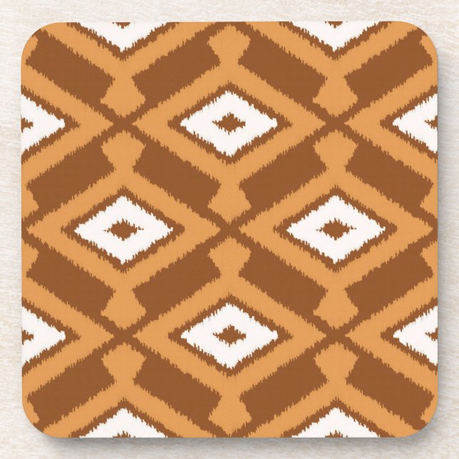 Ikat Muster - Braun, Rost und Creme Untersetzer (Vorderseite)