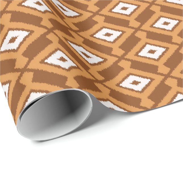 Ikat Muster - Brown, Rost und Creme Geschenkpapier (Rolleneckpunkt)