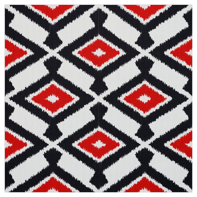 Ikat Muster - dunkelrot, Schwarzweiss Stoff (Muster)