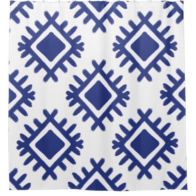 Ikat-Muster Ethnisch-textiler Stamm Amerikanisch a Duschvorhang (Vorderseite)