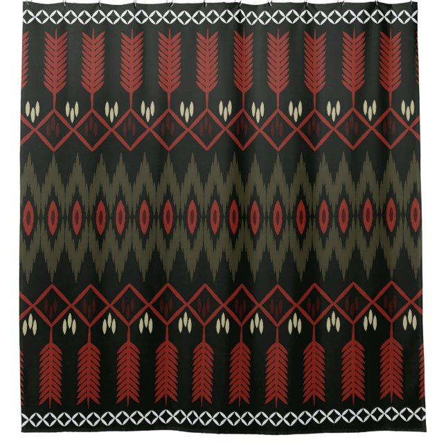Ikat-Muster: Geometrisches ethnisches Ornament Duschvorhang (Vorderseite)