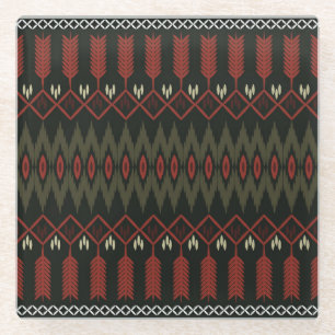 Ikat-Muster: Geometrisches ethnisches Ornament Glasuntersetzer