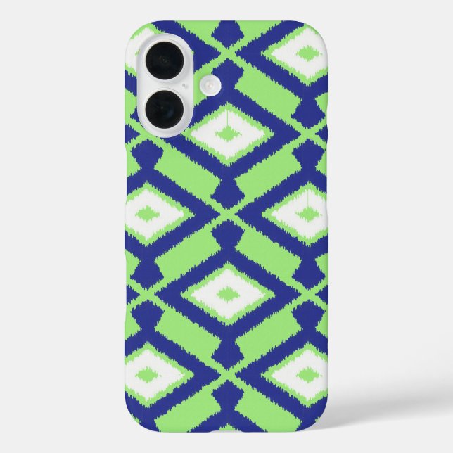 Ikat-Muster - Grün, Indigoblau und Weiß Case-Mate iPhone Hülle (Rückseite)