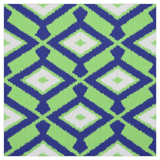 Ikat-Muster - Grün, Indigoblau und Weiß Stoff (Muster)