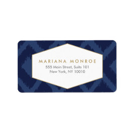 Ikat-Muster im Blue Designer-Adressetikett Adressaufkleber